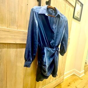 Zara satin effect wrap mini dress